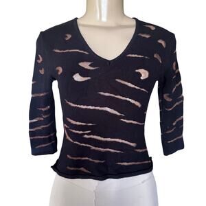 VTG Angelica-Val Mesh Cutout Crop Sweater Top Edgy Avant Garde Grunge Whimsigoth
